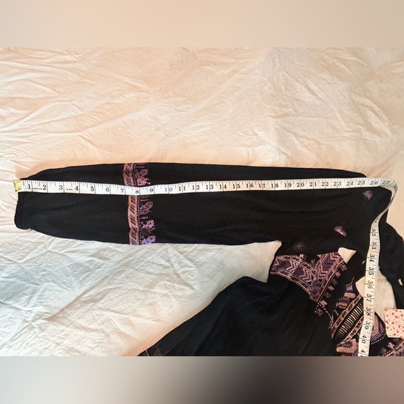 Free People RHIANNON EMBROIDERED PEASANT MINI DRESS BLACK - Picture 10 of 15